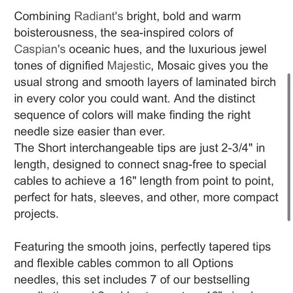 NEW Knitpicks Short Interchangeable Multicolor Mosaic Wood Knitting Need… - Picture 4 of 5